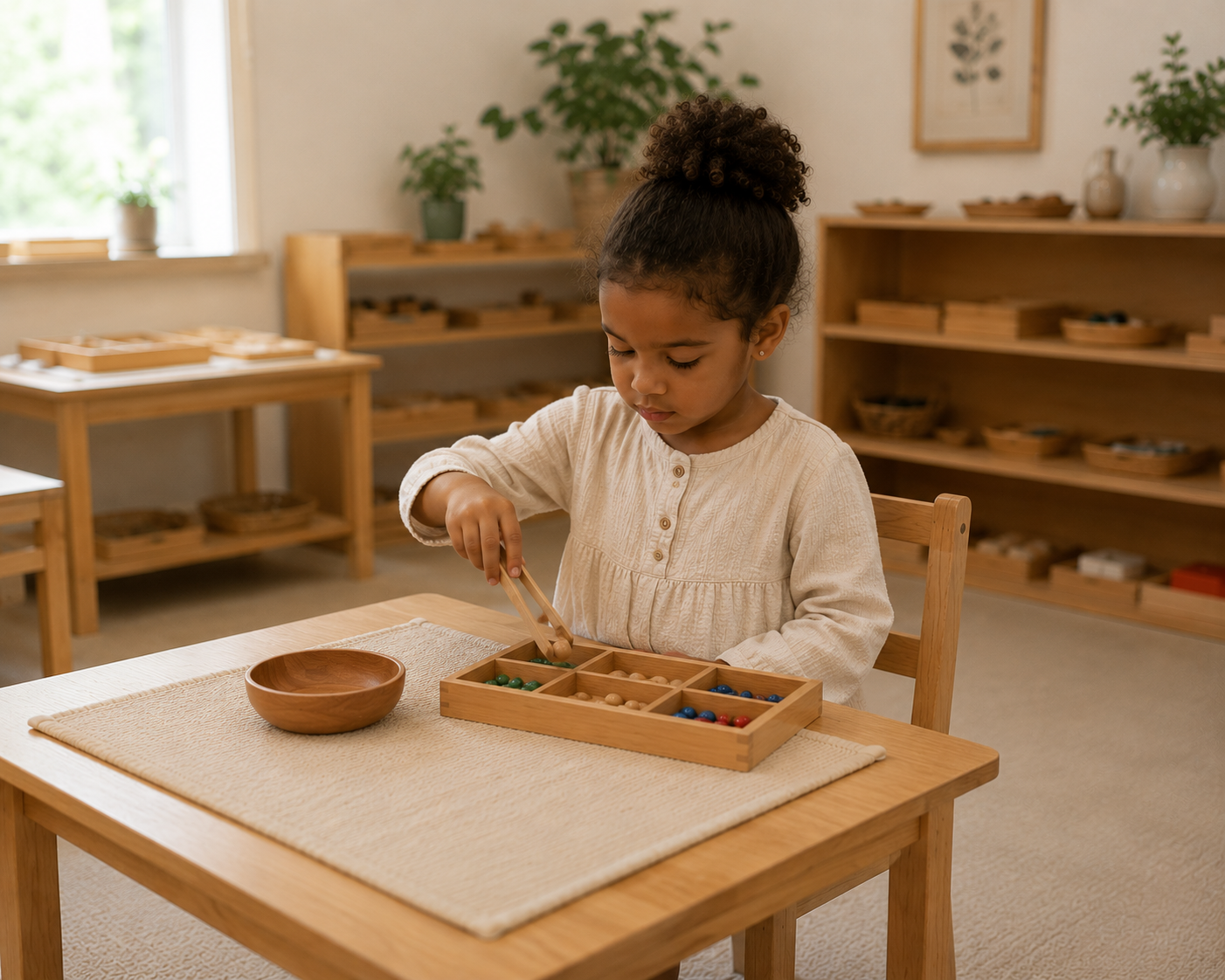 Children in an early childhood Montessori classroom